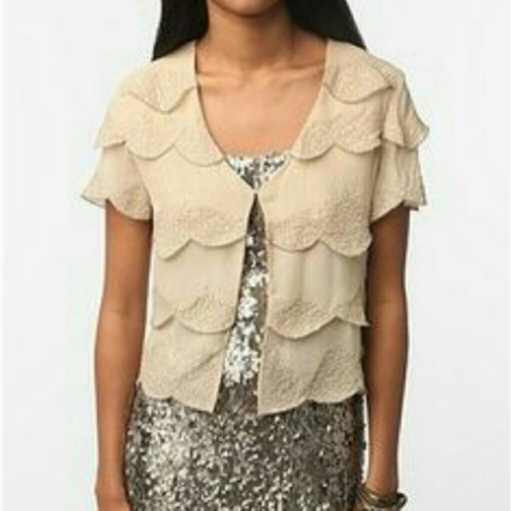 Urban Outfitters Scalloped Sequin Shrug